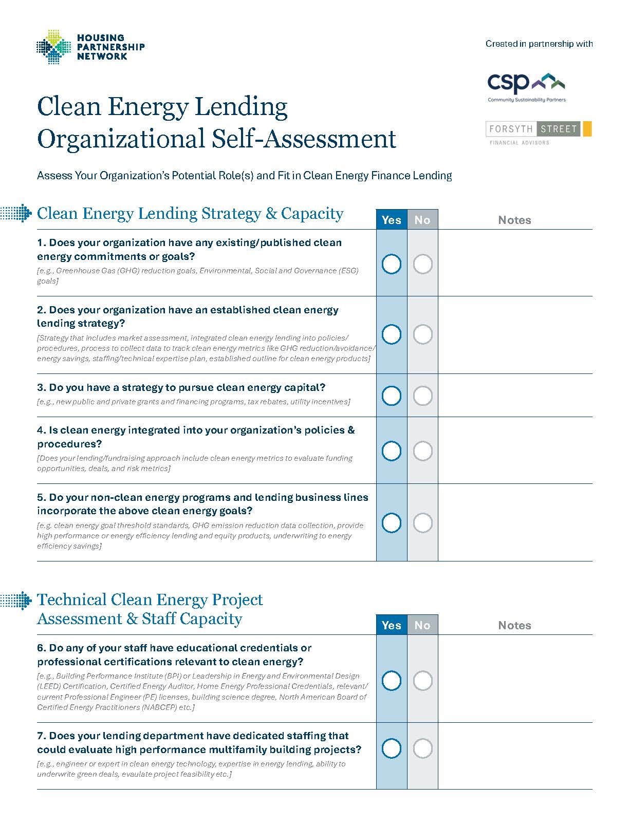 Clean Energy Lending Self Assessment Tool Cover